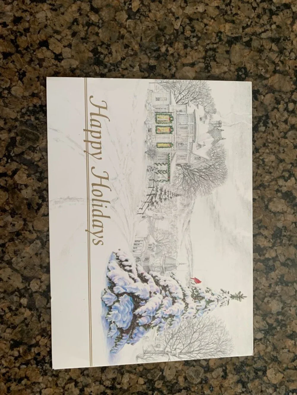 Lot of 6 Vintage Happy Holidays Christmas Greeting Cards Birds on Fence Unused